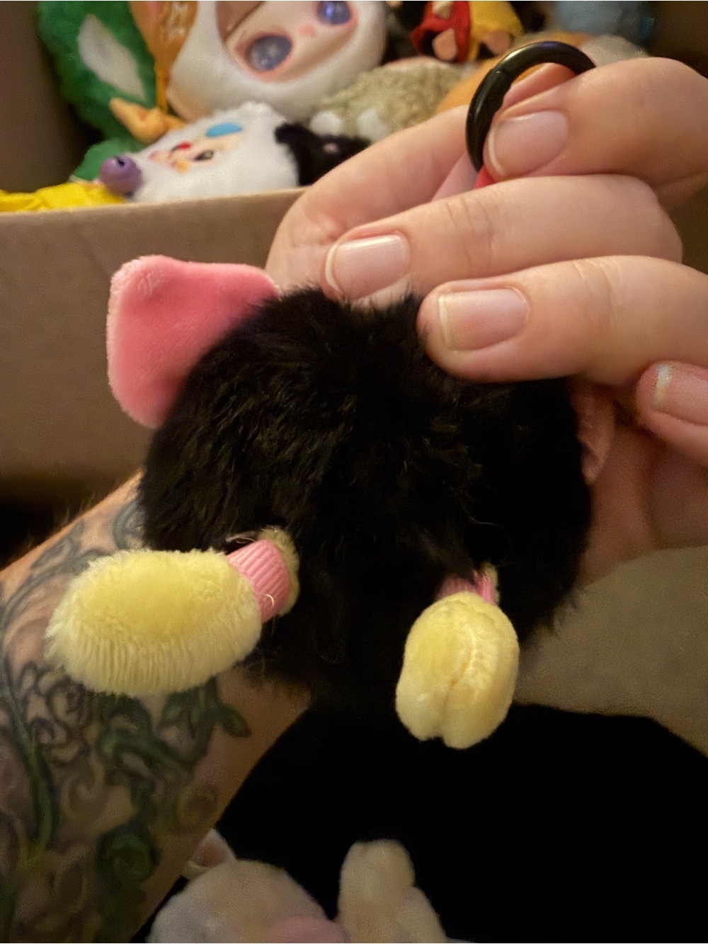 Plush Pink Furry Keychain Charm - Picture 2 of 2